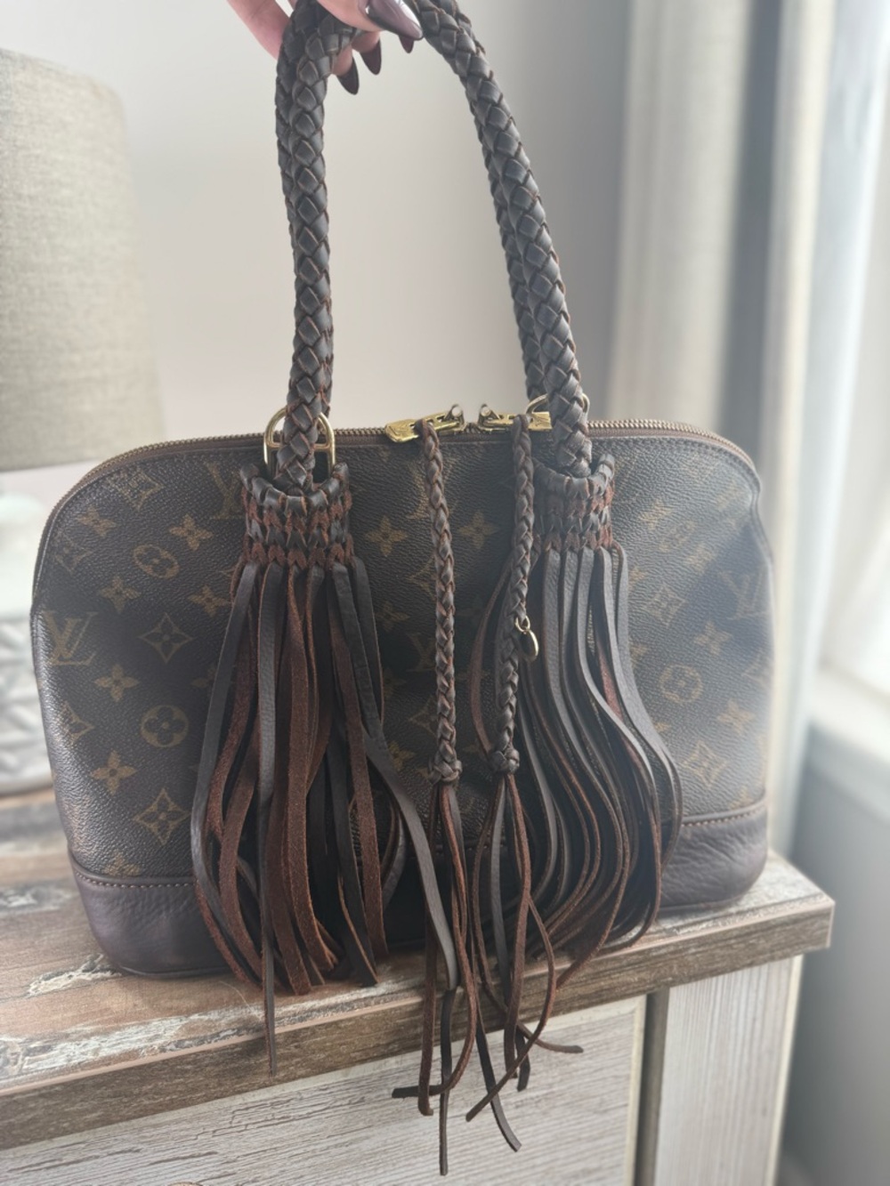 Louis Vuitton Monogram Braided Fringe Shoulder Bag in Dark Brown - Picture 3 of 12
